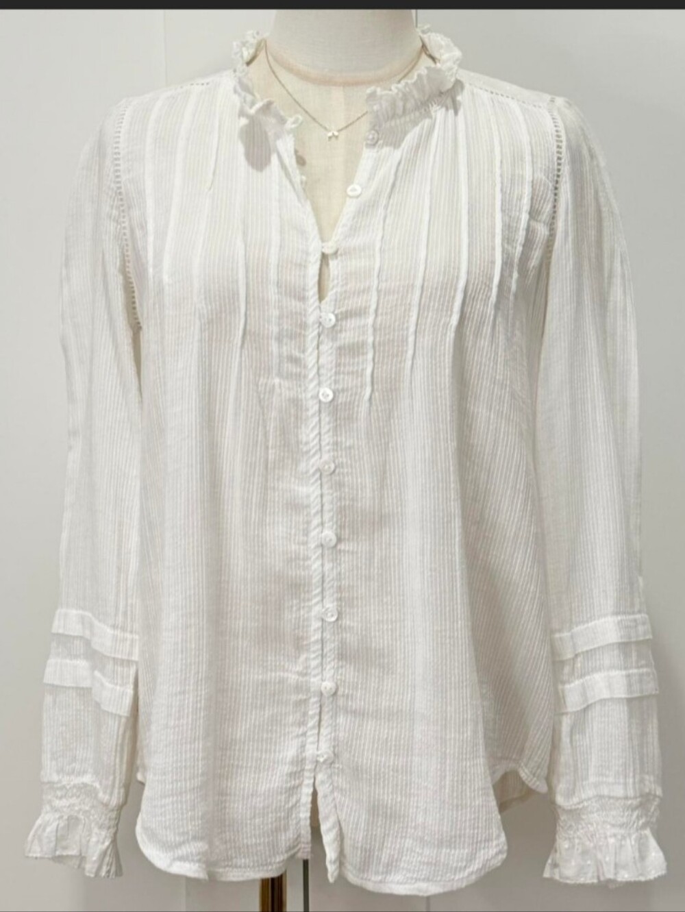 Faherty White Willa Organic Cotton Top Sz S